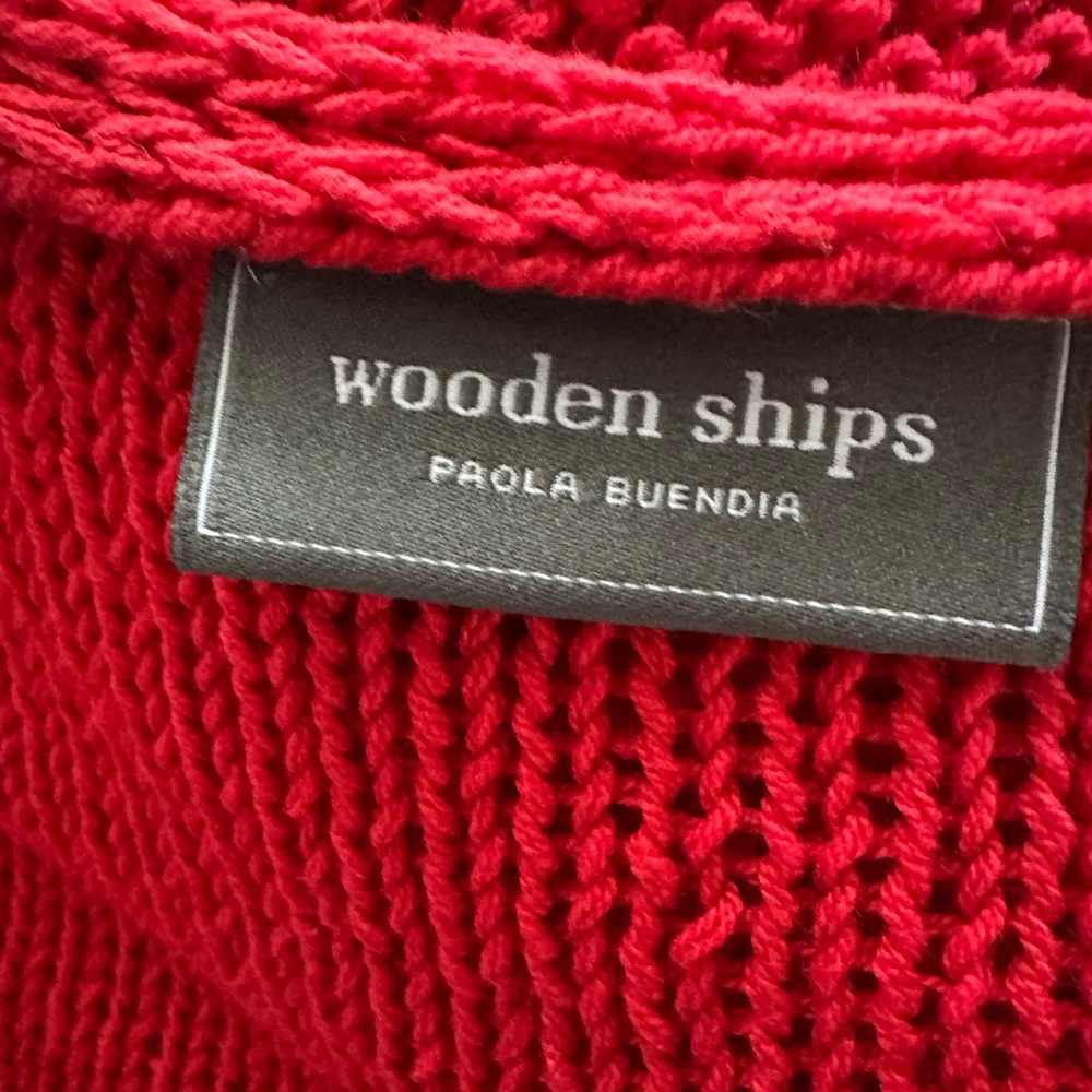 Wooden Ships Red V-Neck Sweater with LOVE Design ❤️ - Picture 4 of 5